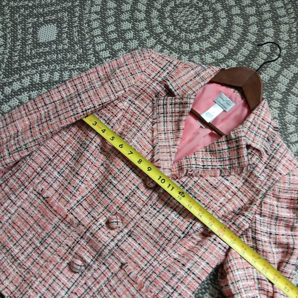 EJ Lady Blazer Size 10 Peach Fringe Jacket Lined Tweed Office Siren‎ Boardroom - Picture 6 of 9